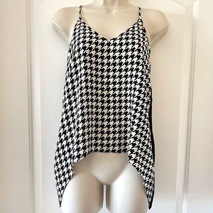 Mason Black & White Houndstooth Silk Halter Top